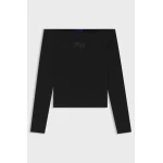 Γυναικεία Μπλούζα Stretch-cotton top with rhinestone logo Hugo Blue 50546931-001 - Image 2