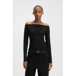 Γυναικεία Μπλούζα Stretch-cotton top with rhinestone logo Hugo Blue 50546931-001