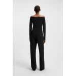 Γυναικεία Μπλούζα Stretch-cotton top with rhinestone logo Hugo Blue 50546931-001 - Image 5