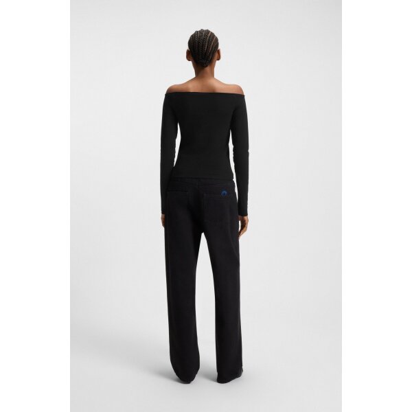 hbeu50546931_001_360 Γυναικεία Μπλούζα Stretch-cotton top with rhinestone logo Hugo Blue 50546931-001 - Image 5