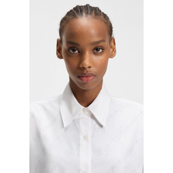 hbeu50548839_988_340 Γυναικείο Πουκάμισο Oversized-fit logo print Λευκό Hugo Blue  50548839-001 - Image 4