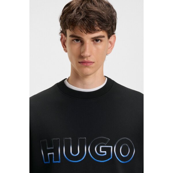 Ανδρική φούτερ  with ombré logo embroidery HUGO BLUE 50549148 μαύρο - Image 3