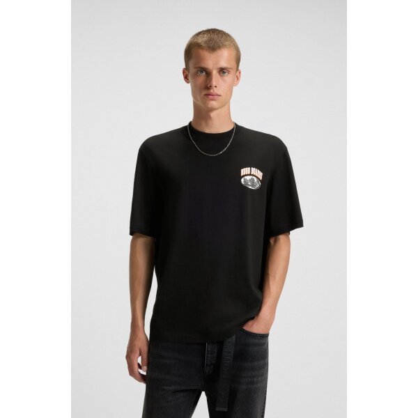 Ανδρική μπλούζα Cotton jersey T-shirt with mixed-print logo HUGO BLUE 50549152 μαύρο - Image 1