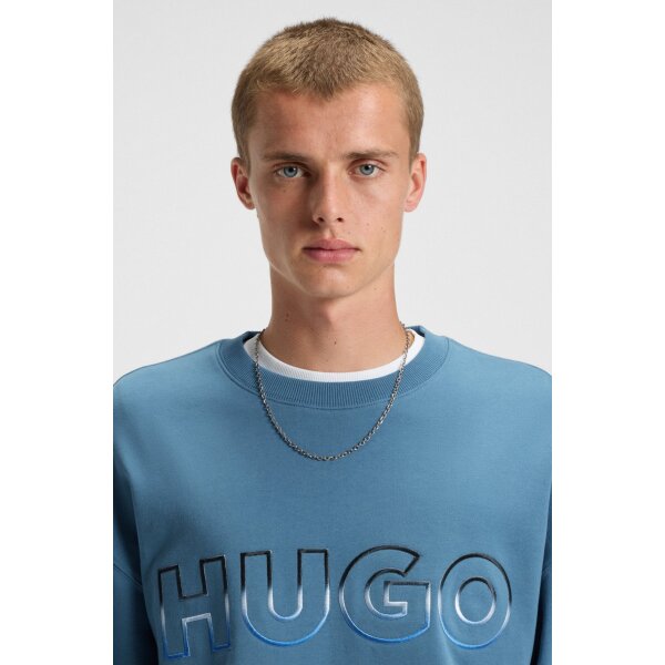 Ανδρική φούτερ  with ombré logo embroidery HUGO BLUE 50549148 μπλε - Image 3