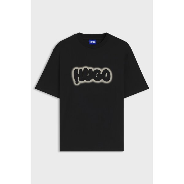 hbeu50549155_001_100 Ανδρική μπλούζα Cotton-jersey with logo print HUGO BLUE  50549155 μαύρο - Image 2