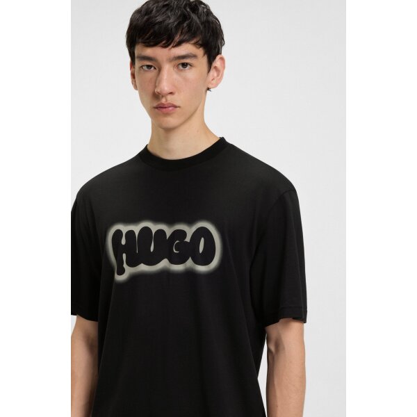 hbeu50549155_001_340 Ανδρική μπλούζα Cotton-jersey with logo print HUGO BLUE  50549155 μαύρο - Image 4