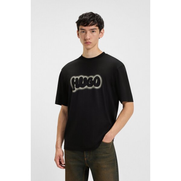 hbeu50549155_001_350 Ανδρική μπλούζα Cotton-jersey with logo print HUGO BLUE  50549155 μαύρο - Image 1