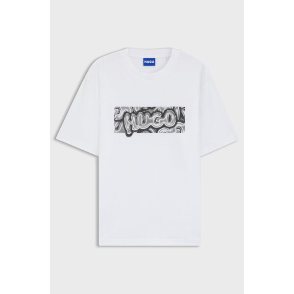 Ανδρική μπλούζα All-gender cotton-jersey with graphic print HUGO BLUE  50549162 Λευκό - Image 2