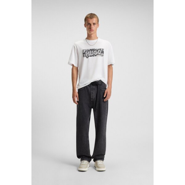 Ανδρική μπλούζα All-gender cotton-jersey with graphic print HUGO BLUE  50549162 Λευκό - Image 1