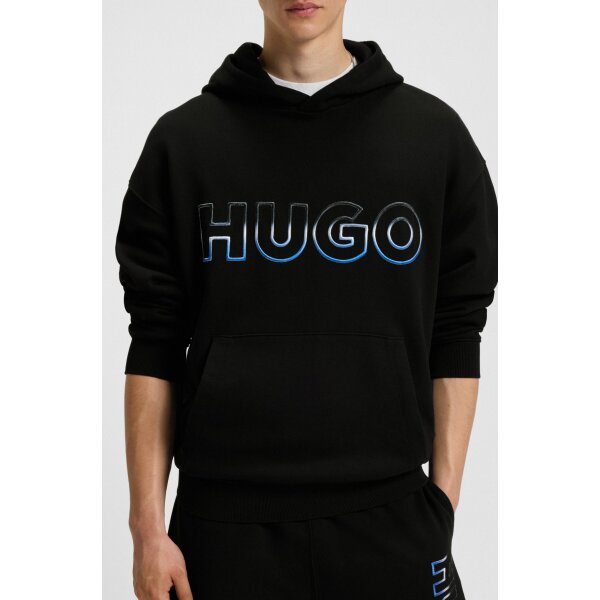 Ανδρική φούτερ με κουκούλα with ombré embroidered logo HUGO BLUE 50549151 μαύρο - Image 3