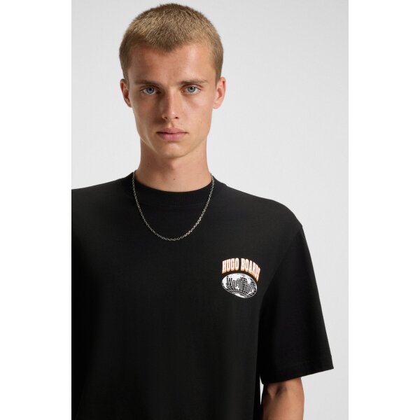 Ανδρική μπλούζα Cotton jersey T-shirt with mixed-print logo HUGO BLUE 50549152 μαύρο - Image 3