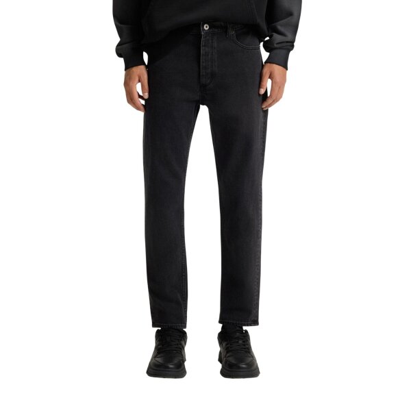 Ανδρικό παντελόνι Tapered-fit jeans in grain-effect black denim HUGO BLUE  50547133-008 - Image 1