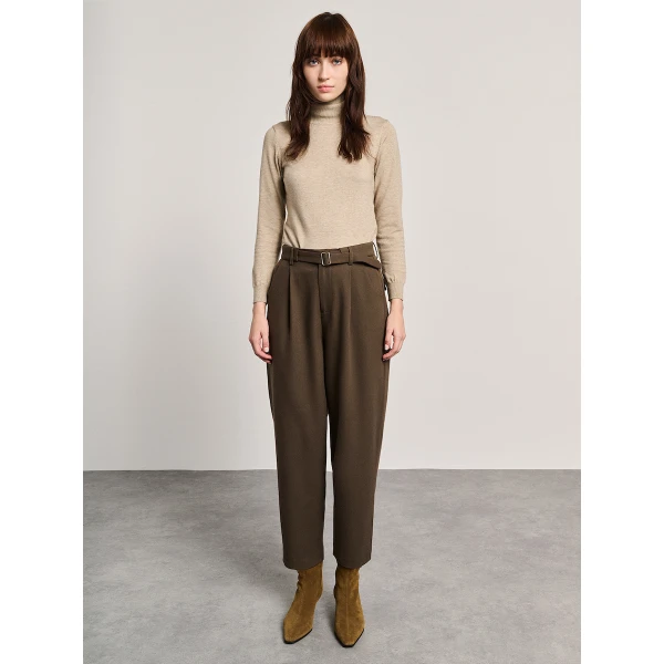 Γυναικείο Ψηλόμεσο Παντελόνι Με Ζώνη Καφέ STAFF GALLERY 60-005.054.Ν0005 - Image 3