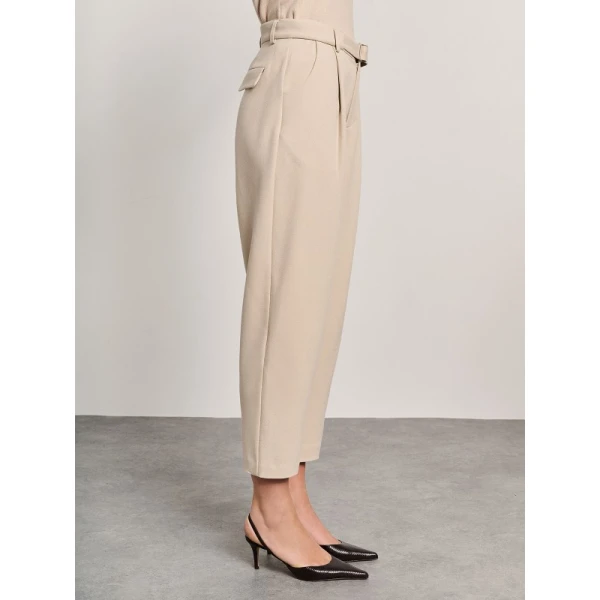 Γυναικείο Ψηλόμεσο Παντελόνι Με Ζώνη Εκρού STAFF GALLERY 60-005.054.Ν0024 - Image 3