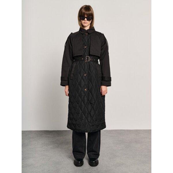 65-303.054.Ν0090-600x800 Γυναικεία Μακριά Καμπαρντίνα Staff Gallery 65-303.054.Ν0090 - Image 1