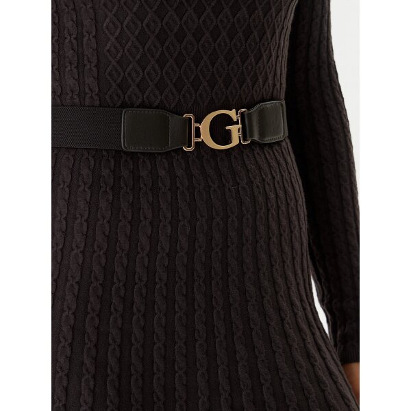 ΓΥΝΑΙΚΕΙΟ ΦΟΡΕΜΑ LS CN CABLE BELTED HANA DRESS  GUESS W5BK68Z2YJ2-JBLK - Image 5