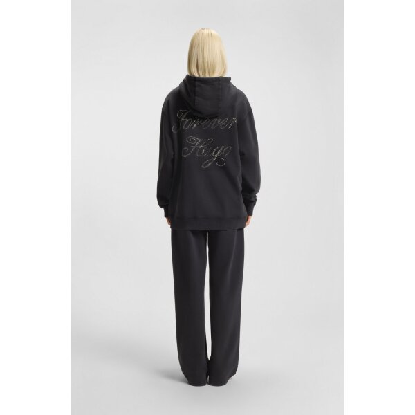 HUGO Γυναικεία Μπλούζα μαύρη Oversized-fit hoodie with rhinestone-studded logos 50547955-001 - Image 5