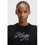 HUGO Γυναικεία Μπλούζα μαύρη Relaxed-fit knitted sweater with metallised-yarn logo 50548145 - Image 4