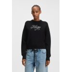 HUGO Γυναικεία Μπλούζα μαύρη Relaxed-fit knitted sweater with metallised-yarn logo 50548145