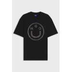 HUGO Γυναικεία Μπλούζα μαύρη Oversized-fit T-shirt in cotton with Happy HUGO logo 50550141-001