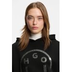 Γυναικεία Μπλούζα Cotton-terry hoodie with glittery Happy HUGO logo Μαύρο 50550709 - Image 5