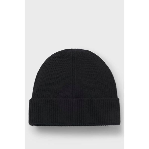 Ανδρικός Σκούφος Rib-knit beanie hat with logo label HUGO 50551371 μαύρο - Image 3