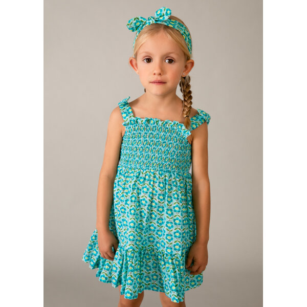 26-03942-053-L-1 ΠΑΙΔΙΚΟ ΦΟΡΕΜΑ ΣΤΑΜΠΩΤΟ ΜΕ ΚΟΡΔΕΛΑ ΜΠΛΕ ΚΟΡΙΤΣΙ MAYORAL 26-03942-053 - Image 1