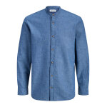 ΑΝΔΡΙΚΟ ΠΟΥΚΑΜΙΣΟ JJESUMMER LINEN BLEND BAND SHIRT L/S SN JACK & JONES  ΜΠΛΕ 12289184