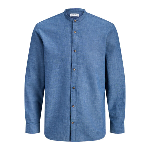 ΑΝΔΡΙΚΟ ΠΟΥΚΑΜΙΣΟ JJESUMMER LINEN BLEND BAND SHIRT L/S SN JACK & JONES  ΜΠΛΕ 12289184 - Image 2