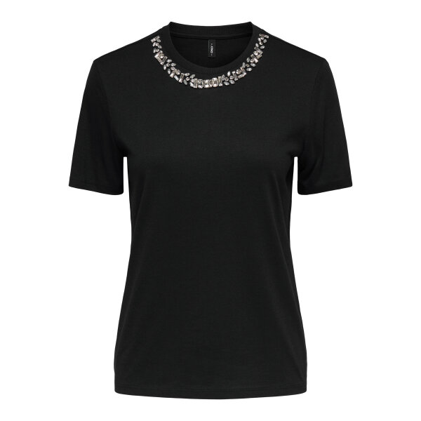 ΓΥΝΑΙΚΕΙΑ ΜΠΛΟΥΖΑ ΜΑΥΡΟ ONLPARKER S/S O-NECK BLING TOP BOX JRS ONLY 15343568 - Image 2