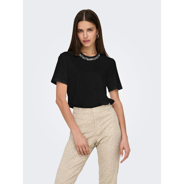 ΓΥΝΑΙΚΕΙΑ ΜΠΛΟΥΖΑ ΜΑΥΡΟ ONLPARKER S/S O-NECK BLING TOP BOX JRS ONLY 15343568 - Image 1