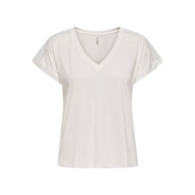 ΓΥΝΑΙΚΕΙΑ ΜΠΛΟΥΖΑ ΕΚΡΟΥ ONLFREE LIFE S/S V-NECK LACE TOP JRS ONLY 15369294