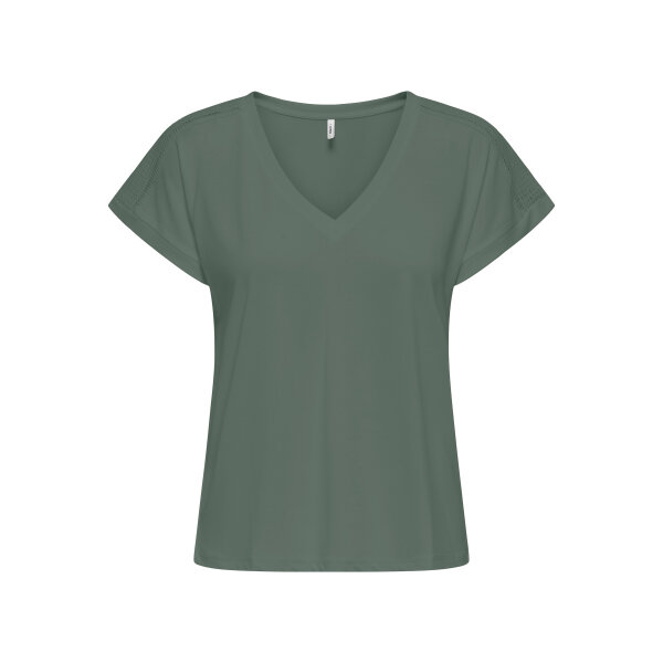 ΓΥΝΑΙΚΕΙΑ ΜΠΛΟΥΖΑ ΧΑΚΙ ONLFREE LIFE S/S V-NECK LACE TOP JRS ONLY 15369294 - Image 1