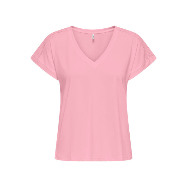 F_15369294_M_5012106_Front ΓΥΝΑΙΚΕΙΑ ΜΠΛΟΥΖΑ ΡΟΖ ONLFREE LIFE S/S V-NECK LACE TOP JRS ONLY 15369294 - Image 1