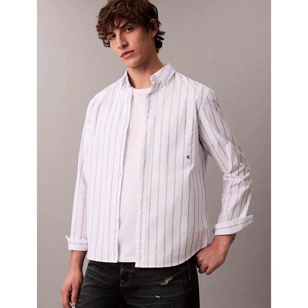 LV04RE113G_YAA_alternate4 ΑΝΔΡΙΚΟ ΠΟΥΚΑΜΙΣΟ LS STRIPE OXFORD CLASSIC SHIRT CALVIN KLEIN LV04RE113G-YAA ΛΕΥΚΟ - Image 1