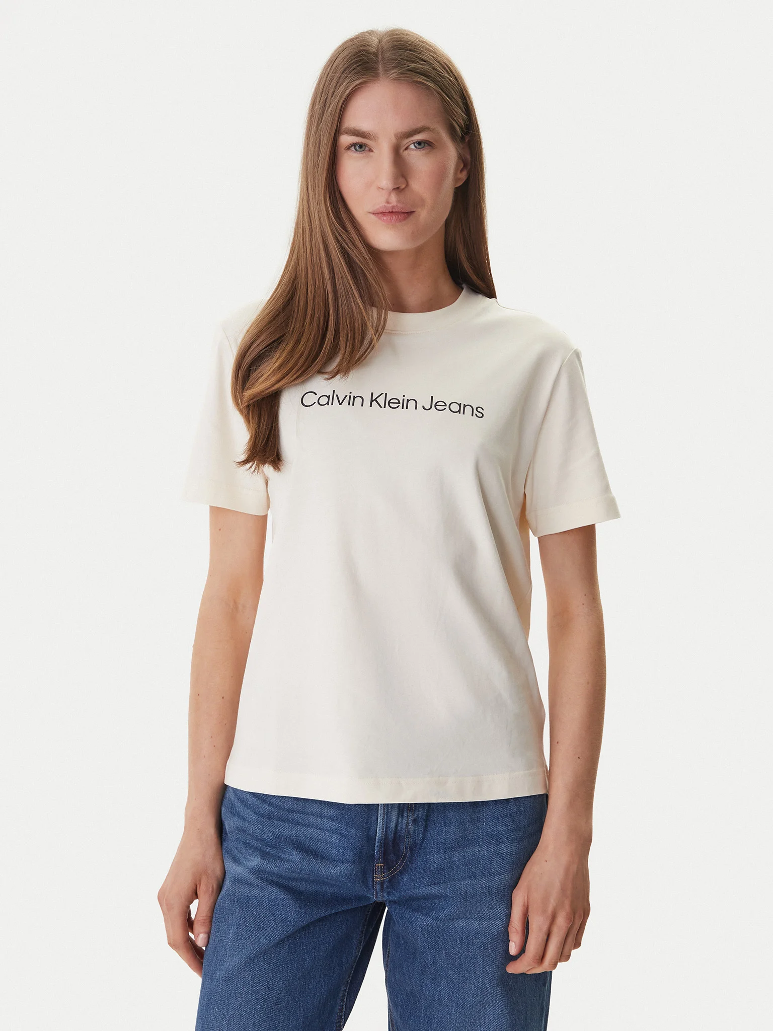 calvin-klein-jeans-t-shirt-lv047c912g-ekrou-regular-fit-0000305762764 ΓΥΝΑΙΚΕΙΑ ΜΠΛΟΥΖΑ LOGO CLASSIC TEE SS CALVIN KLEIN LV047C912G-P4P - Image 1