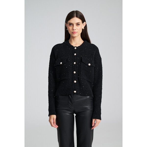 1-black-9 Γυναικείο Κομψή Ζακέτα με Πέρλες MOLLY CARDIGAN MIND MATTER MML25-02-09-031_BLACK - Image 1