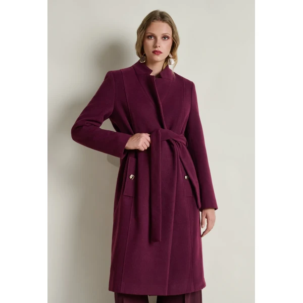 12.43006mc ΓΥΝΑΙΚΕΙΟ ΜΑΚΡΥ ΠΑΛΤΟ ΜΕ ΖΩΝΗ ΜΠΟΡΝΤΩ 12.43006-mm - Image 1