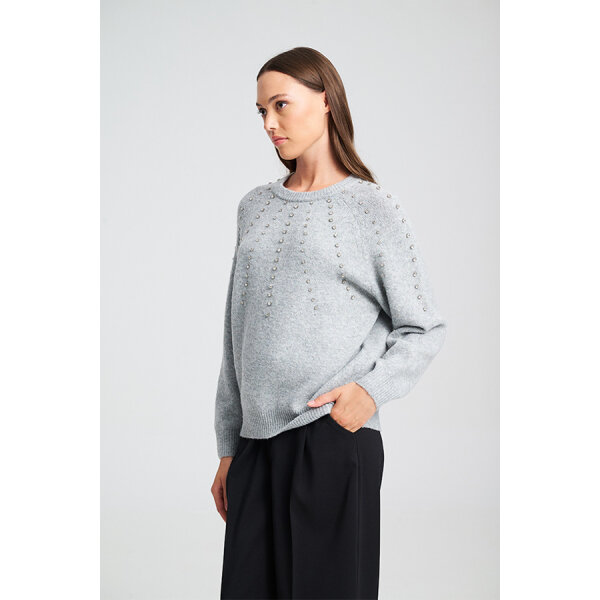 Γυναικεία Πλεκτό με Διακοσμητικές Πέρλες MILLA SWEATER MIND MATTER MML25-02-09-023_GREY - Image 3