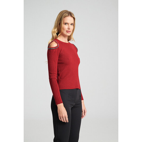 Γυναικείο Πλεκτό με Λαμπερές Λεπτομέρειες Victoria Sweater MML25-02-09-009_CHERRY - Image 2