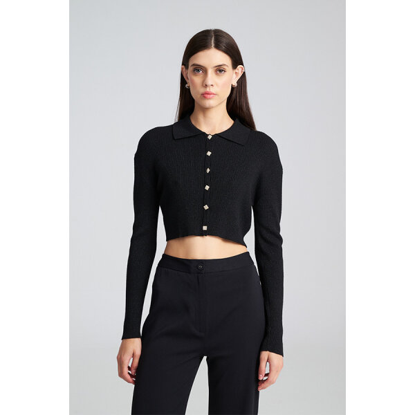 Γυναικεία Κομψή Κοντή Ζακέτα MADISON CARDIGAN SWEATER MIND MATTER MML25-02-09-014_BLACK - Image 2