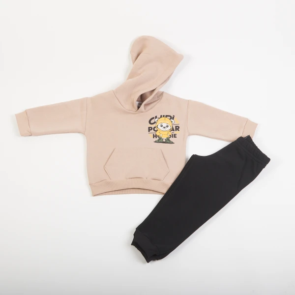 48932.47.1 Παιδικό Σετ Φόρμα μαύρο παντελόνι/μπισκότο μπλούζα 48932 - Image 1