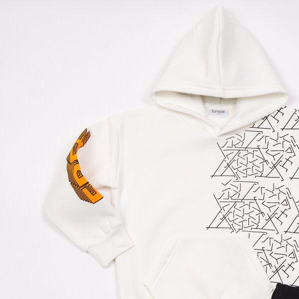 Παιδικό Σετ φόρμας μαύρο παντελόνι/εκρού μπλούζα 48938 - Image 3