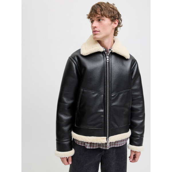 Ανδρικό Μπούφαν JORLIVERPOOL AVIATOR JACKET SN JACK&JONES 12282948 Μαύρο - Image 3