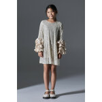 Παιδικό Φόρεμα παγιέτα με βολάν στα μανίκια Εκρού 4-16 ΕΤΩΝ Melin Rose MRW25/26-1212 - Image 2