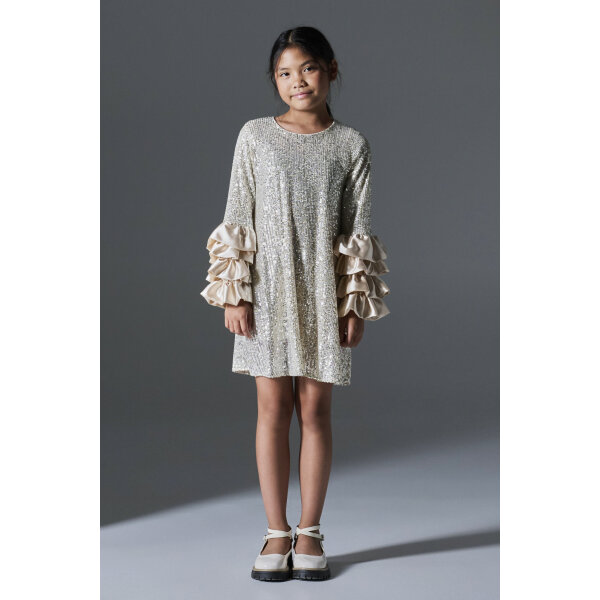 Παιδικό Φόρεμα παγιέτα με βολάν στα μανίκια Εκρού 4-16 ΕΤΩΝ Melin Rose MRW25/26-1212 - Image 2