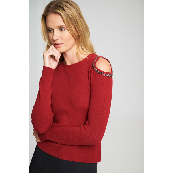 Γυναικείο Πλεκτό με Λαμπερές Λεπτομέρειες Victoria Sweater MML25-02-09-009_CHERRY - Image 3