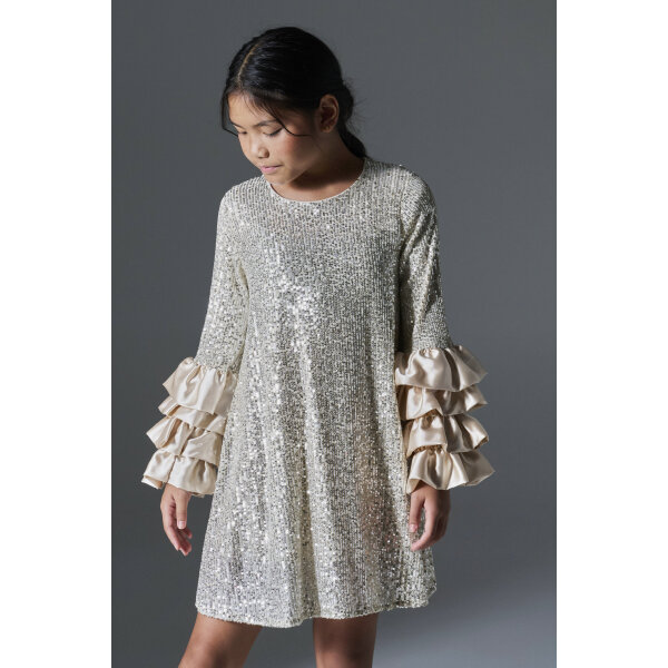 Παιδικό Φόρεμα παγιέτα με βολάν στα μανίκια Εκρού 4-16 ΕΤΩΝ Melin Rose MRW25/26-1212 - Image 1