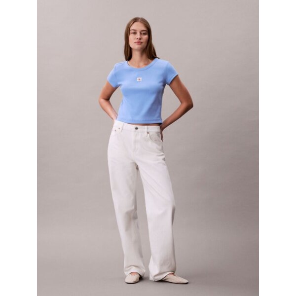 ΓΥΝΑΙΚΕΙΑ ΜΠΛΟΥΖΑ  A- WOVEN LABEL 2X2 RIB BABY TE ΜΠΛΕ CALVIN KLEIN LV047C200G-C32 - Image 3