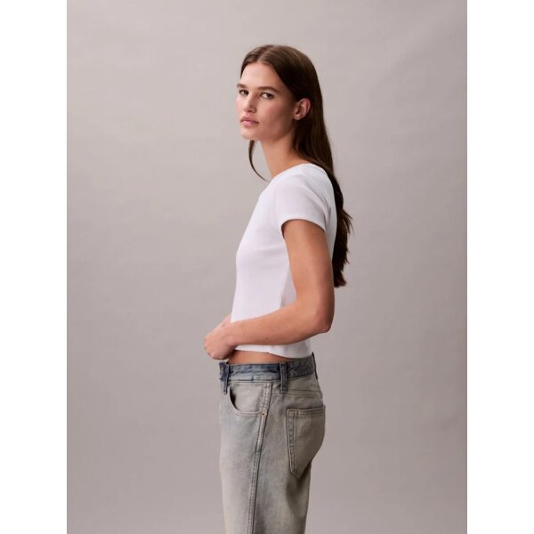 ΓΥΝΑΙΚΕΙΑ ΜΠΛΟΥΖΑ A- WOVEN LABEL 2X2 RIB BABY TE CALVIN KLEIN LV047C200G-YAA - Image 6